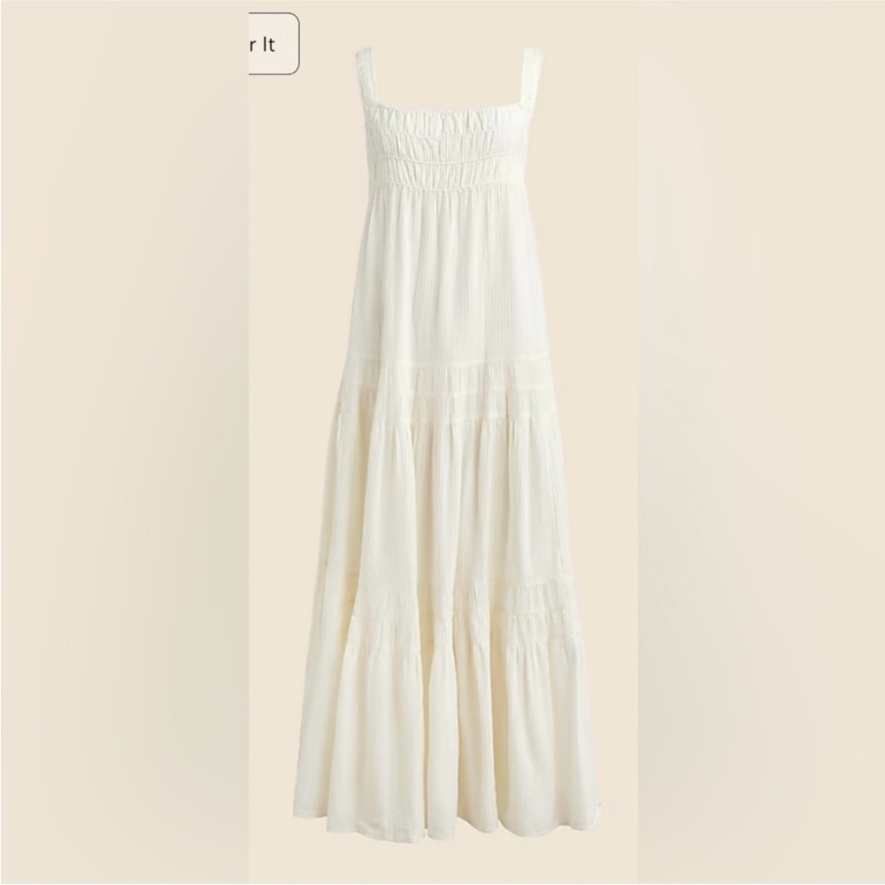 J. Crew Airy Gauze Tiered Maxi Dress- Ivory, Size XS - Picture 3 of 6
